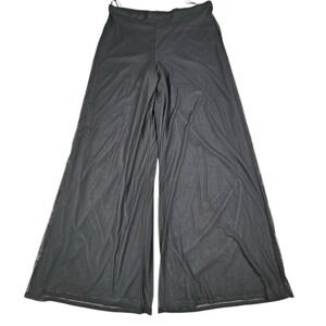 TADASHI Palazzo Pants Womens Sz Large Black Sheer Chiffon Overlay Wide Leg